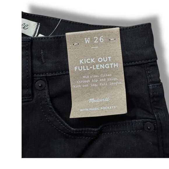 NWT Madewell Kick Out Full Length Jeans Black Midrise Flare Denim Women’s Sz 26 - Picture 13 of 16